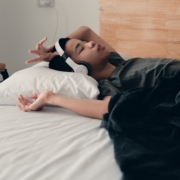 Young adult with autism resting in bed